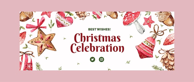 무료 벡터 크리스마스 시즌 축하를 위한 소셜 미디어 표지 템플릿