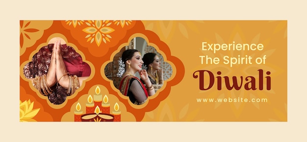 디왈리 힌두 축제 축하를 위한 소셜 미디어 표지 템플릿
