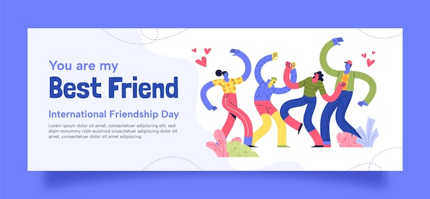 Бесплатное векторное изображение Шаблон обложки в социальных сетях для празднования дня дружбы