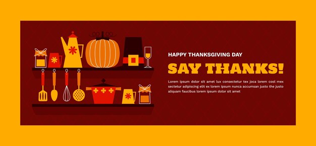 Бесплатное векторное изображение Шаблон обложки в социальных сетях для празднования дня благодарения