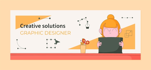 Free vector social media cover template for graphic design company