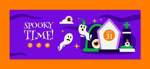 Vettore gratuito modello di copertina dei social media per la celebrazione di halloween