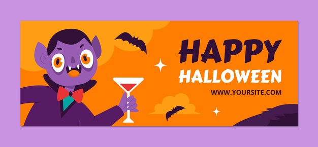 Vettore gratuito modello di copertina dei social media per la celebrazione di halloween