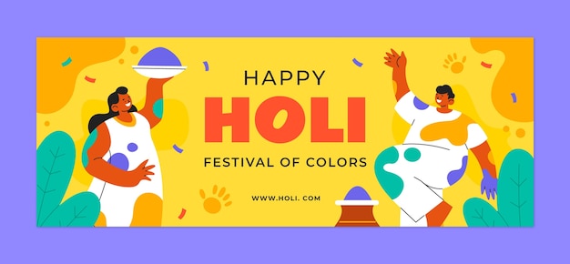 Social media cover template for holi festival celebration