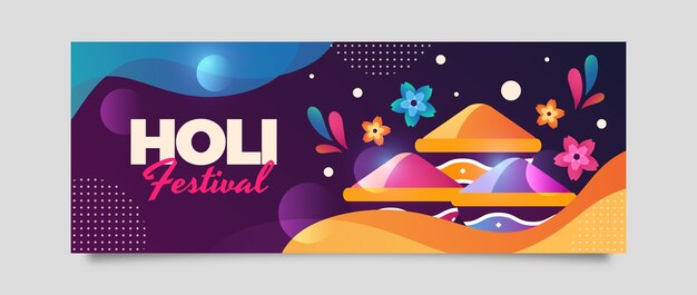 Social media cover template for holi festival celebration