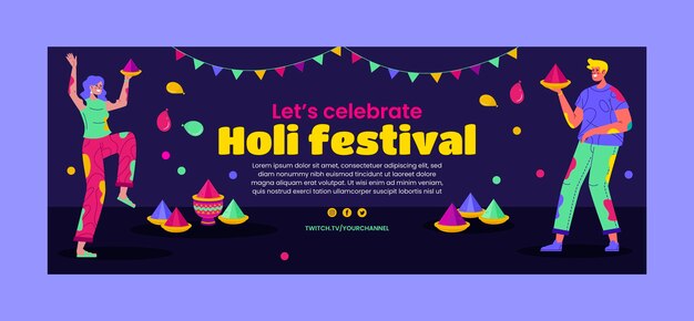 Social media cover template for holi festival celebration