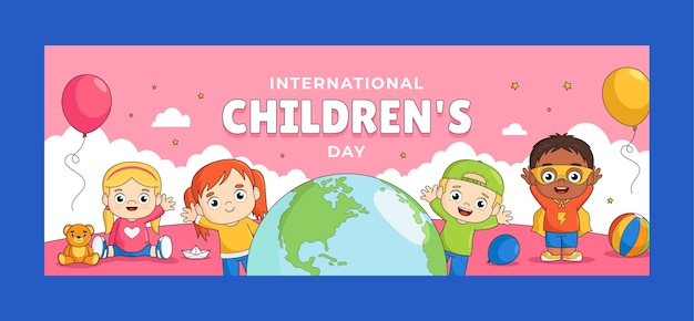 국제 어린이날 축하를 위한 소셜 미디어 표지 템플릿