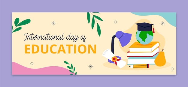 Free vector social media cover template for international day of education