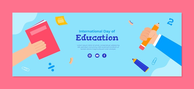 Free vector social media cover template for international day of education