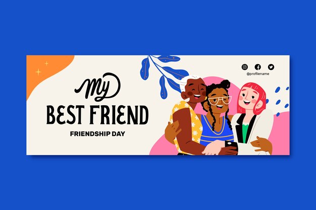 Social media cover template for international friendship day celebration