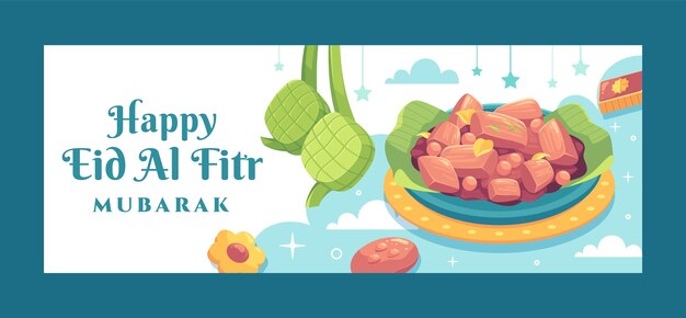 Social media cover template for islamic eid al-fitr celebration