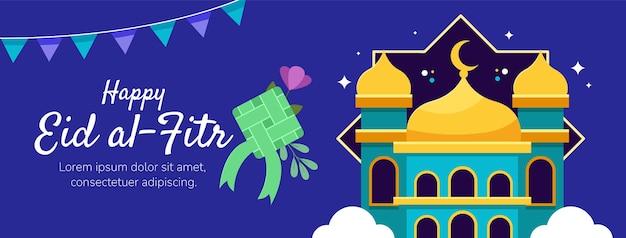 Social media cover template for islamic eid al-fitr celebration