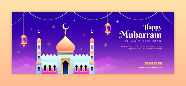 이슬람 신년 축하를 위한 소셜 미디어 표지 템플릿