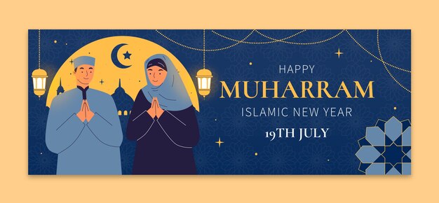 Social media cover template for islamic new year celebration