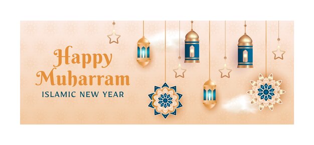 イスラム新年のお祝いのためのソーシャルメディアカバーテンプレート