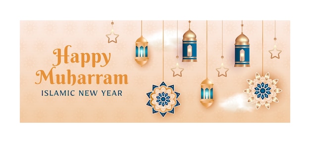 Шаблон обложки в социальных сетях для празднования исламского нового года