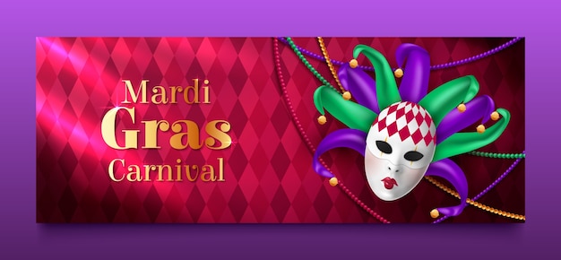 Social media cover template for mardi gras carnival celebration