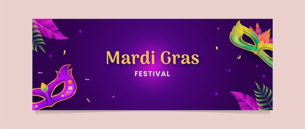 Free vector social media cover template for mardi gras festival