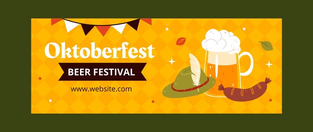 Free vector social media cover template for oktoberfest beer festival celebration