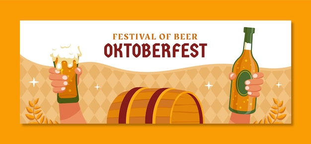 Free vector social media cover template for oktoberfest beer festival celebration