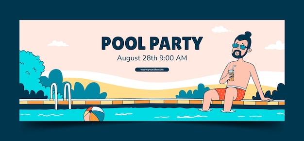 Шаблон обложки в социальных сетях для вечеринки у бассейна