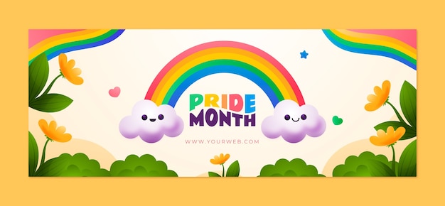 Free vector social media cover template for pride month celebration