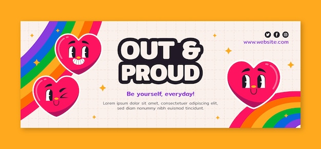 Free vector social media cover template for pride month celebration