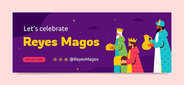 Social media cover template for reyes magos