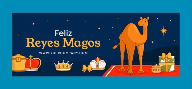 Шаблон обложки в социальных сетях для reyes magos