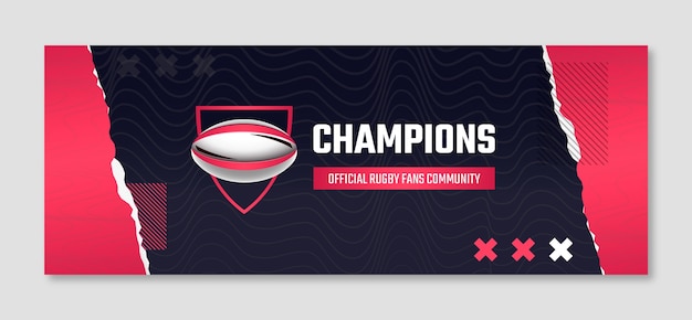 Free vector social media cover template for rugby championship