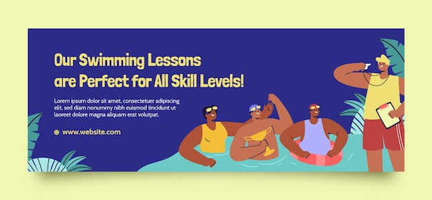 Social media cover template for swimming lessons and learning
