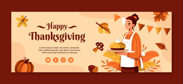 Social media cover template for thanksgiving celebration