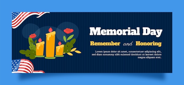 Free vector social media cover template for usa memorial day celebration