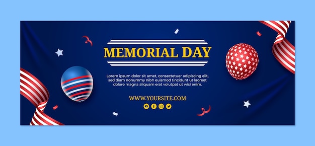 Social media cover template for usa memorial day celebration