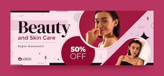 Free vector social media cover template for women's beauty and care