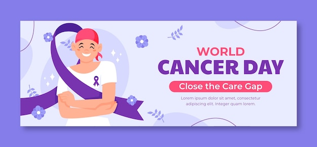 Free vector social media cover template for world cancer day awareness