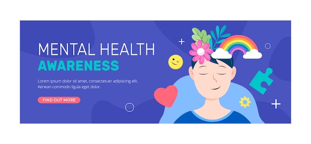 Шаблон обложки в социальных сетях для празднования Всемирного дня психического здоровья