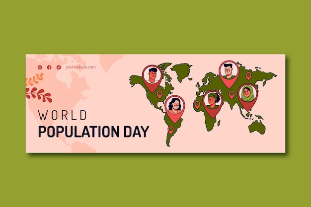 Social media cover template for world population day awareness