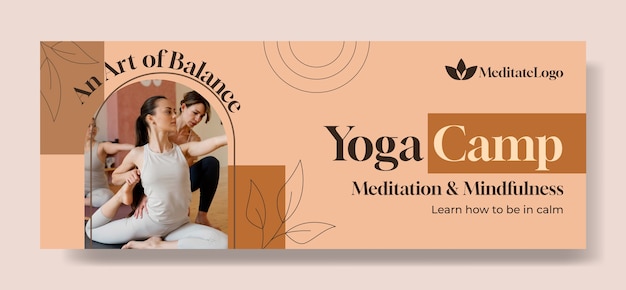 Free vector social media cover template for yoga retreat and spa