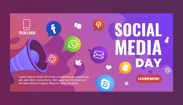 Free vector social media day banner template