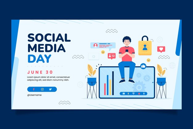 Social media day flat facebook post