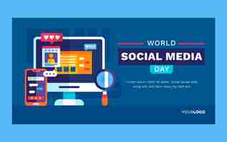 Free vector social media day flat facebook post