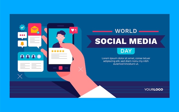 Free vector social media day flat facebook post