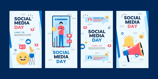 Social media day flat ig story set