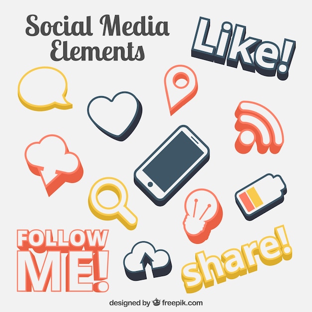 Free vector social media element symbols