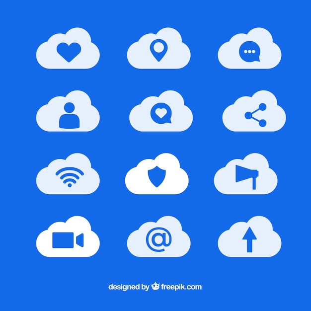 Free vector social media elements in a cloud shape