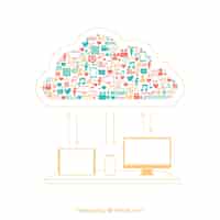 Free vector social media elements in a cloud shape