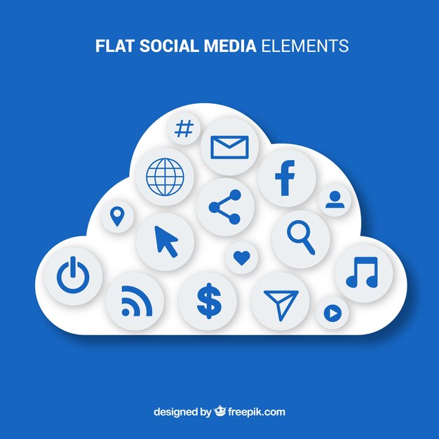 Social media elements in a cloud shape