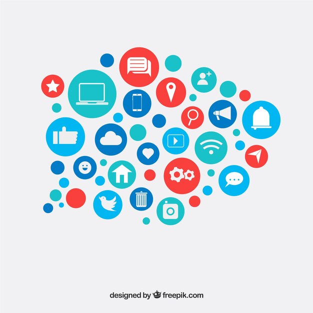 Social media elements in a cloud shape