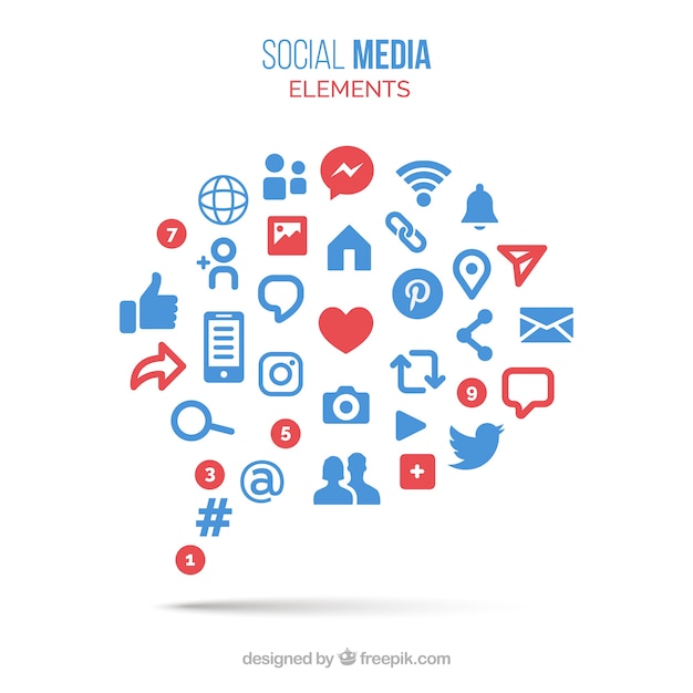 Social media elements in a cloud shape